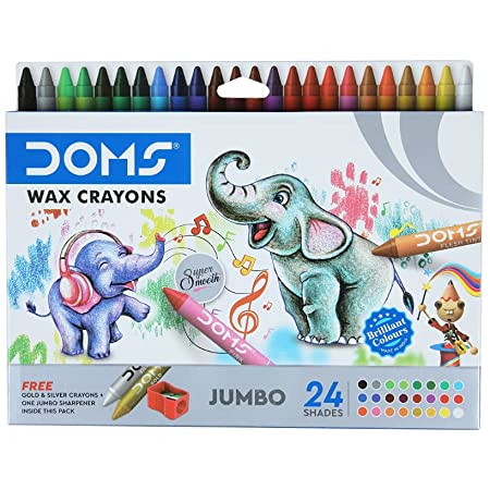 Doms Jumbo Wax Crayons- 24 Shades, Multicolor - SCOOBOO - 3469 - wax crayon