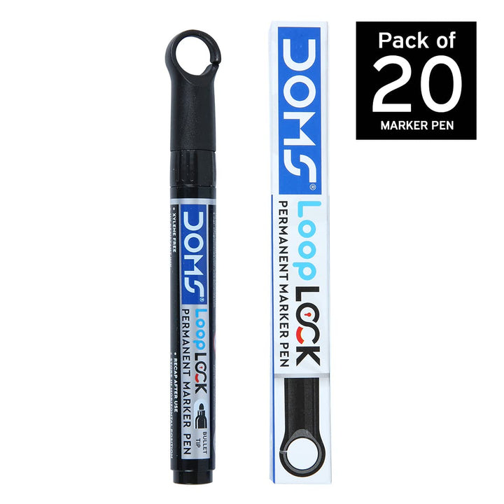 DOMS Loop Lock Permanent Marker Pen - SCOOBOO - 8326 - White-Board & Permanent Markers