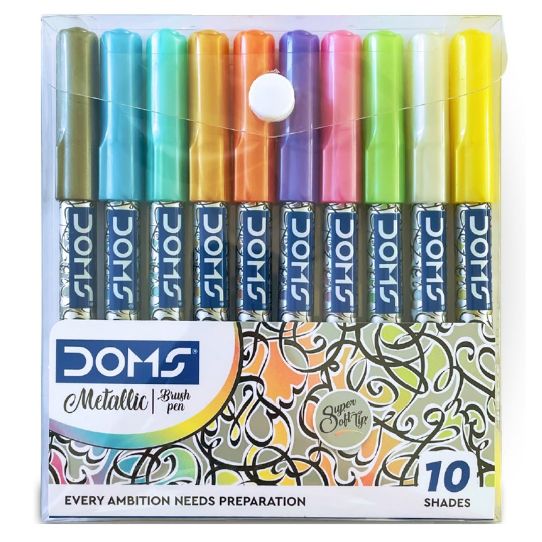 Doms Metallic Brush Pen Set of 10 - SCOOBOO - 8389 - Brush Pens