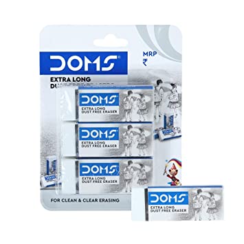 Doms Non-Toxic Dust Free Extra Long Eraser Blister Pack - SCOOBOO - 8208 - Eraser & Correction