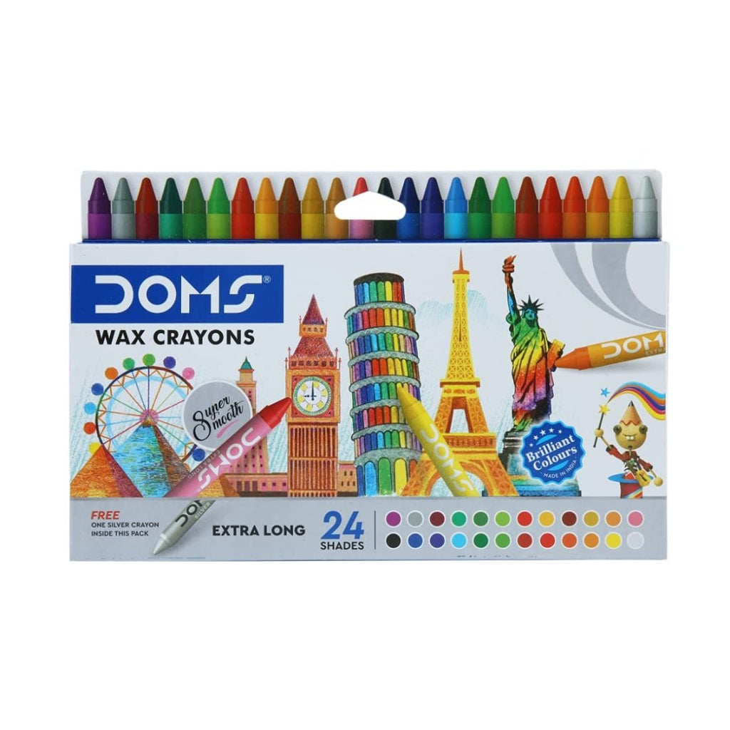 DOMS Non-Toxic Extra Long Wax Crayon Set in