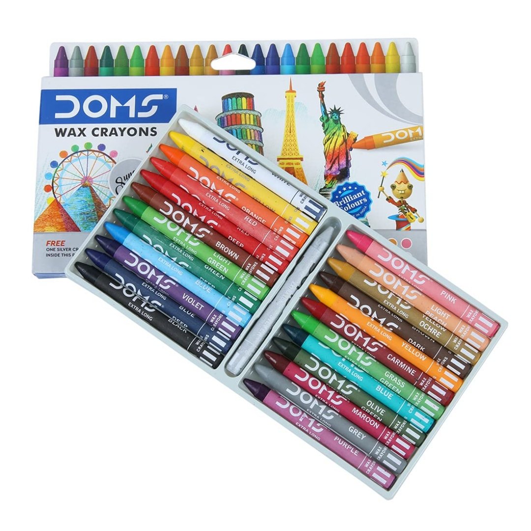 DOMS Non-Toxic Extra Long Wax Crayon Set in Cardboard Box - SCOOBOO - 3450 - wax crayon