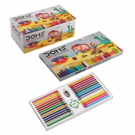 DOMS Plastic Crayons 28 Shades - SCOOBOO - 7287 - Plastic Crayons