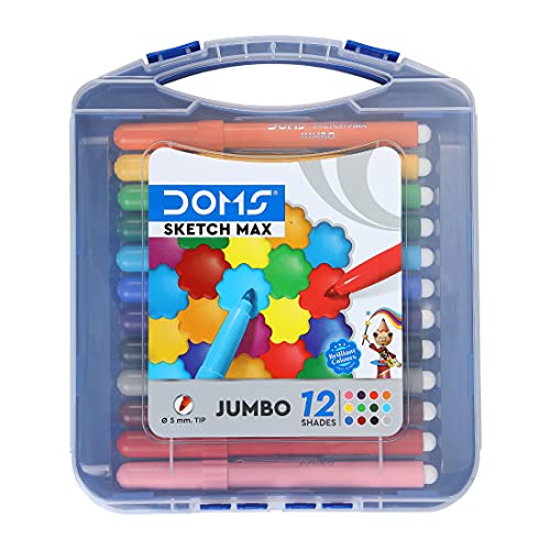 DOMS Sketch Max Non-Toxic Jumbo Sketch Pen Set with Plastic Carry Case - SCOOBOO - 8312 - Sketch & Drawing