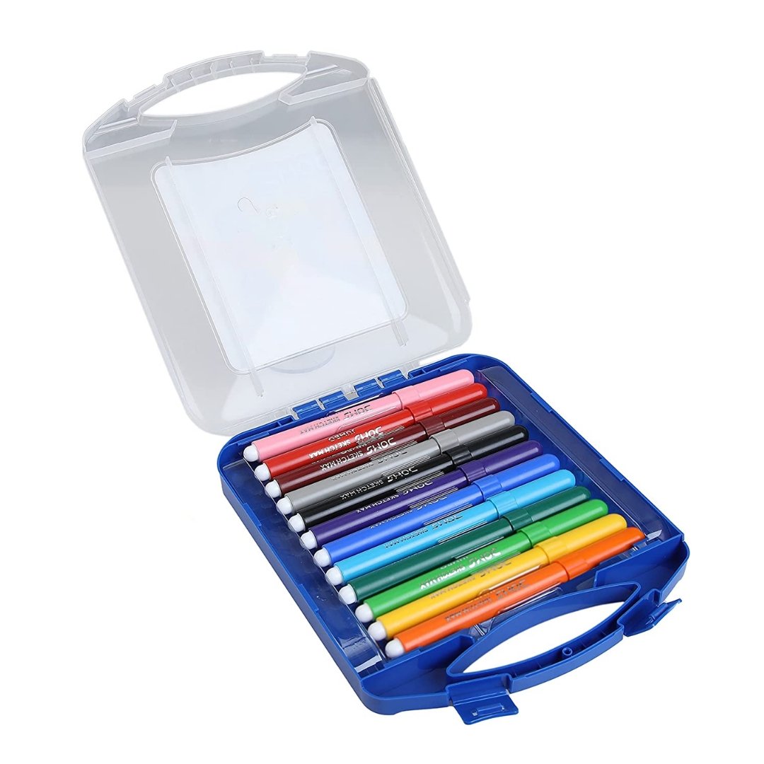 DOMS Sketch Max Non-Toxic Jumbo Sketch Pen Set with Plastic Carry Case - SCOOBOO - 8312 - Sketch & Drawing