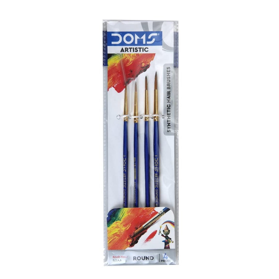 DOMS Synthetic Paint Brush Set (Round) - SCOOBOO - 8065 - Paint Brushes & Palette Knives