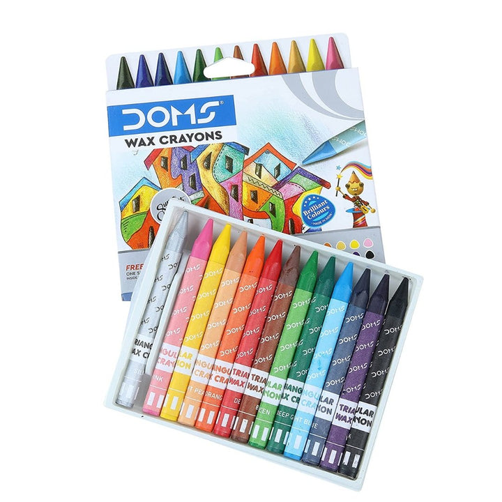 DOMS Triangle Extra Long Wax Crayons 12 Shades - SCOOBOO - 8100 - wax crayon