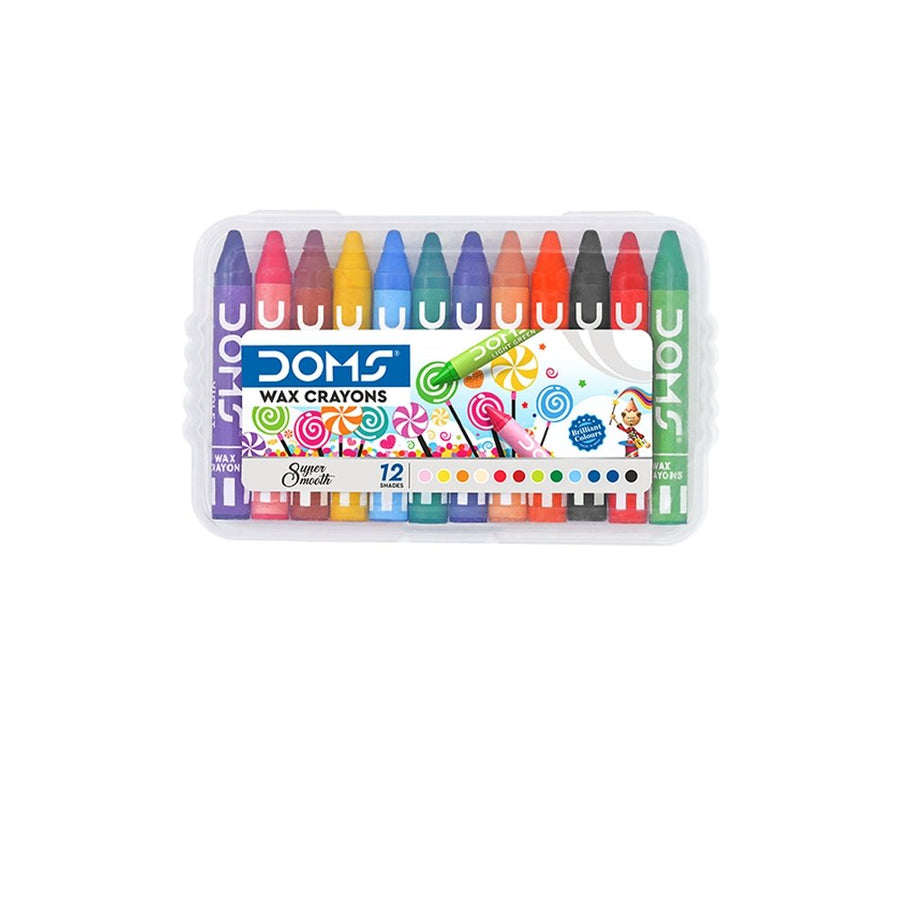 DOMS Wax Crayons Plastic Pack 12 Shades - SCOOBOO - 7657 - wax crayon