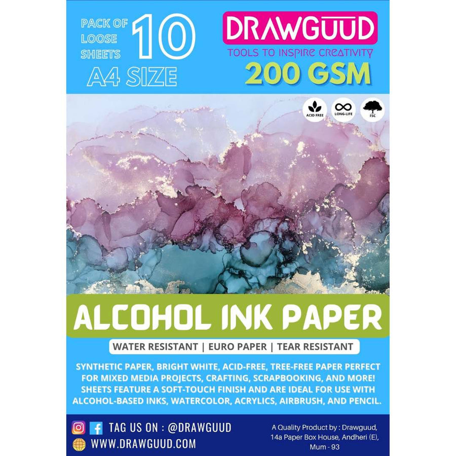 Drawguud Alcohol Ink Paper - SCOOBOO - 238-DW-130-ALINK-A4 - Loose Sheets