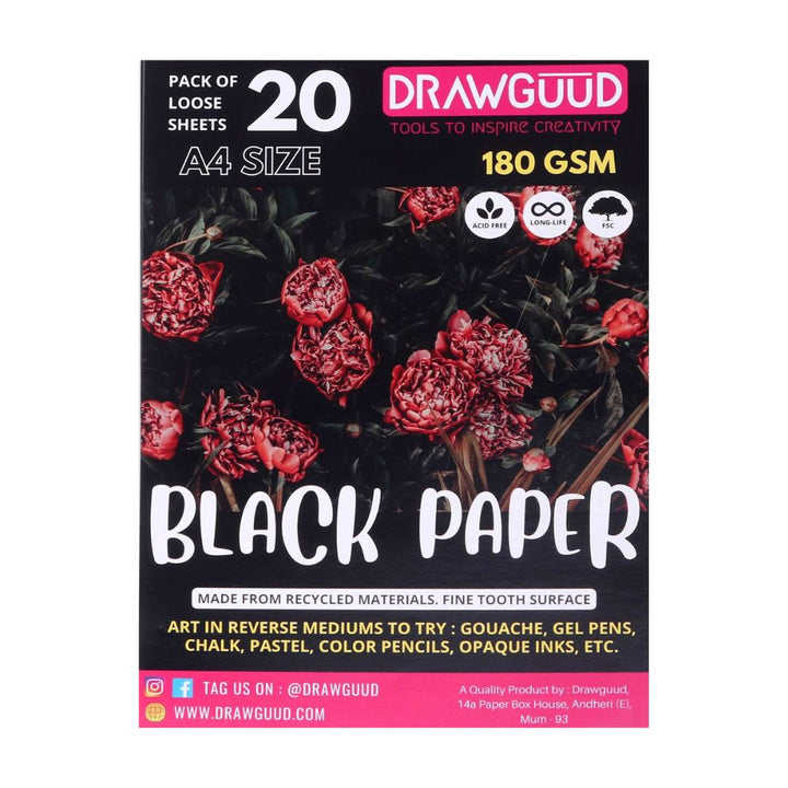 Drawguud Black Papers - SCOOBOO - 129-DW-BLK-200-A4 - Loose Sheets