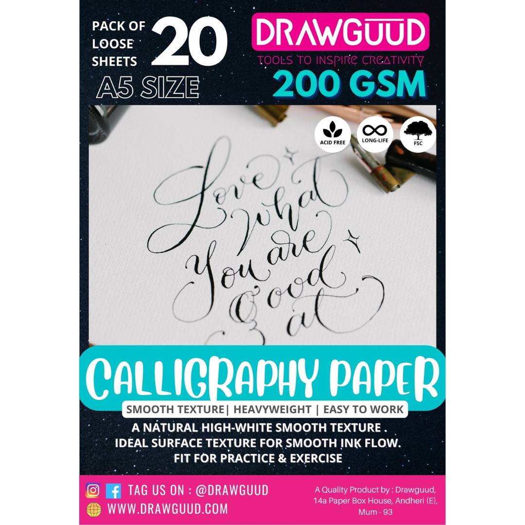 Drawguud Calligraphy Papers - SCOOBOO - 227-DW-180-CALLI-A5 - Loose Sheets