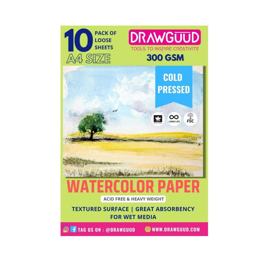 Drawguud Cold Pressed Watercolor Papers - SCOOBOO - 113-DW-WCP-A4 - Loose Sheets