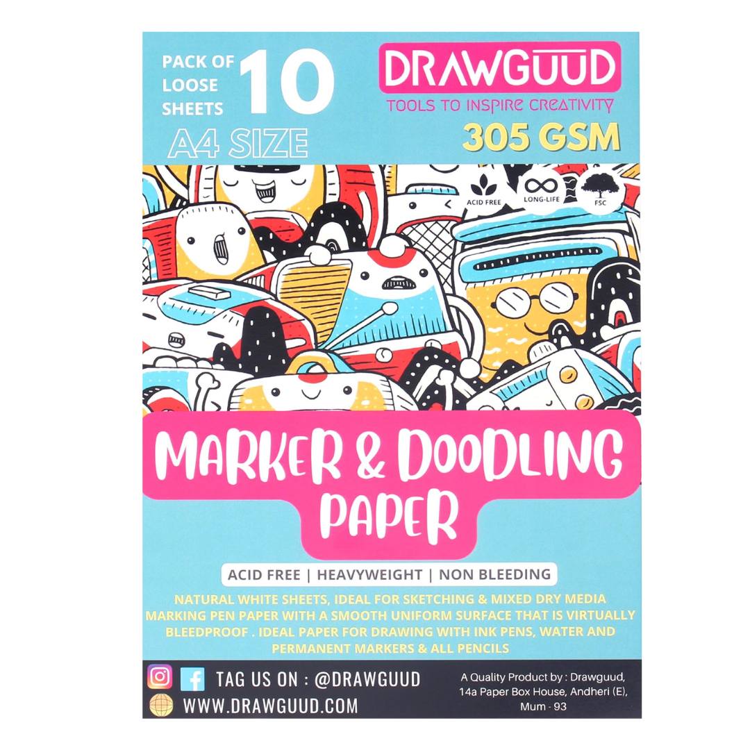 Drawguud Marker & Doodling Papers - SCOOBOO - 121-DW-DOOD-A4 - Loose Sheets