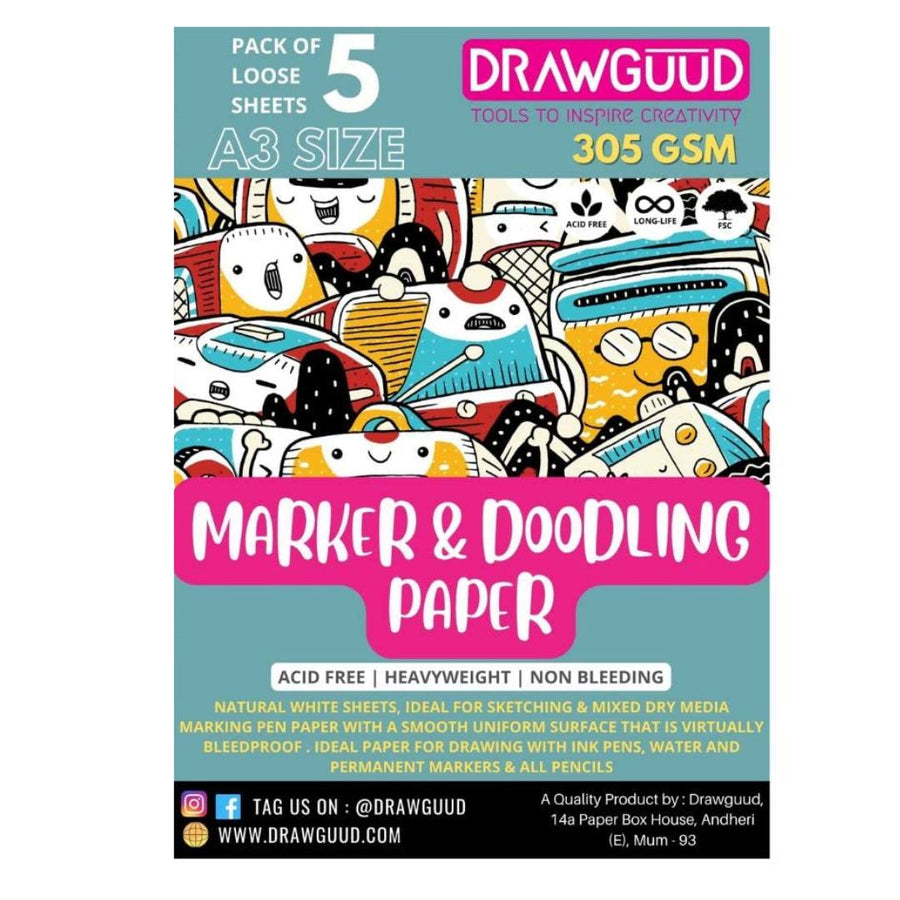 Drawguud Marker & Doodling Papers - SCOOBOO - 122-DW-DOOD-A3 - Loose Sheets
