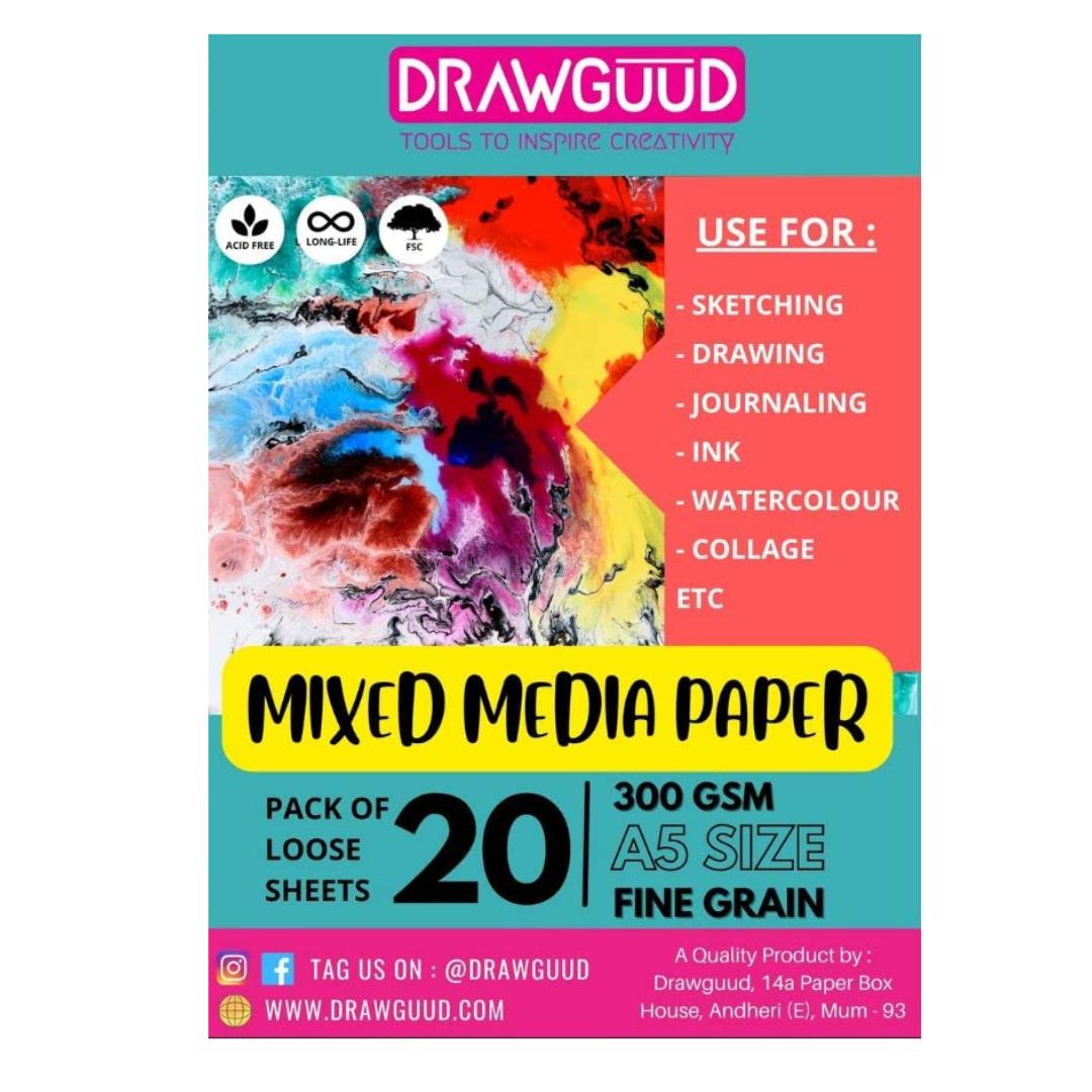 Drawguud Mixed Media Paper - SCOOBOO - 111-DW-MXM-A5 - Loose Sheets