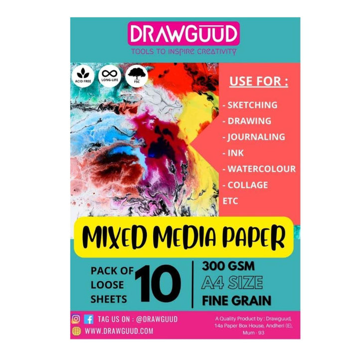 Drawguud Mixed Media Paper - SCOOBOO - 109-DW-MXM-A4 - Loose Sheets