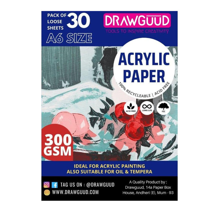 Drawguud Recycleable Acid Free Acrylic Paper - SCOOBOO - 103-DW-ACRYL-A6 - Loose Sheets