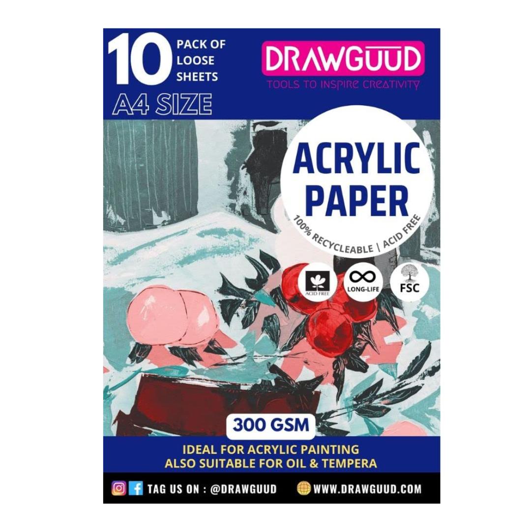 Drawguud Recycleable Acid Free Acrylic Paper - SCOOBOO - 101-DW-ACRYL-A4 - Loose Sheets