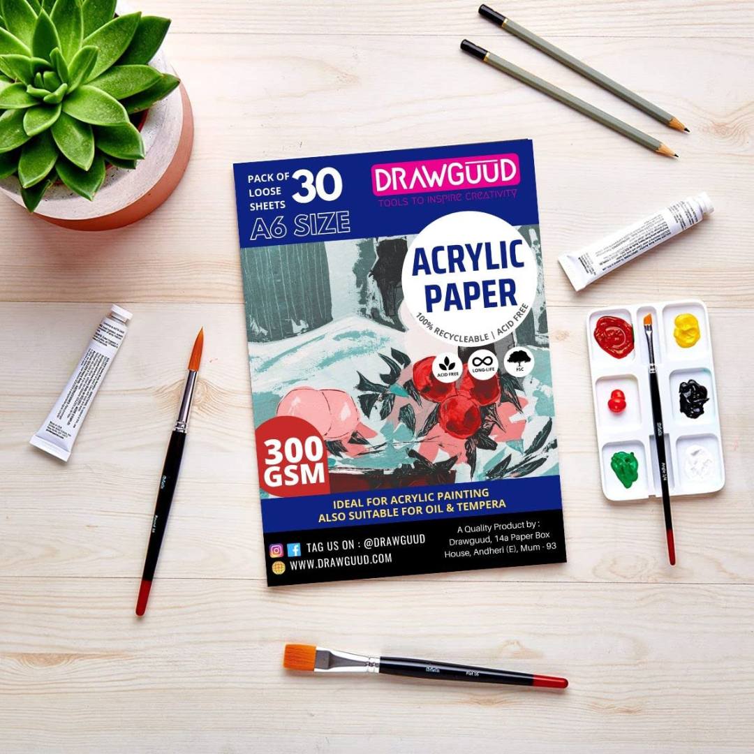 Drawguud Recycleable Acid Free Acrylic Paper - SCOOBOO - 103-DW-ACRYL-A6 - Loose Sheets
