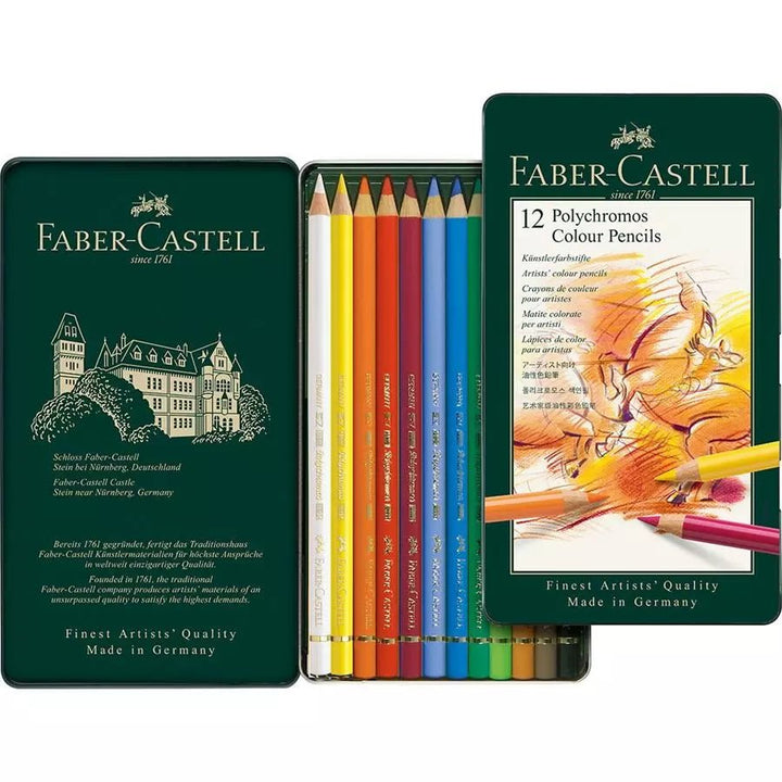 Faber-Castell 12 Polychromos Colour Pencils - SCOOBOO - 110012 - Coloured Pencils