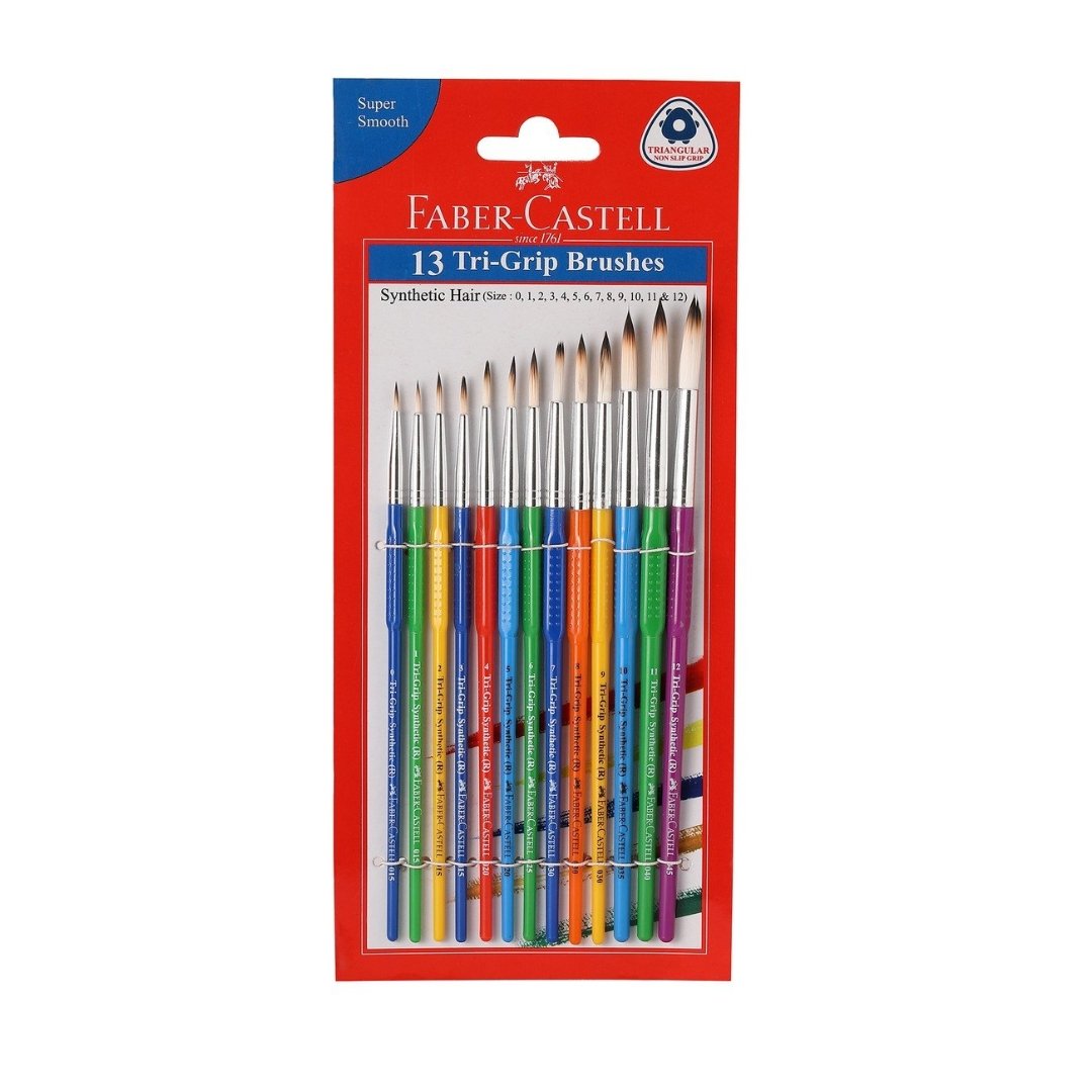 Faber-Castell 13 Round Tri-Grip Brushes(Synthetic Hair) - SCOOBOO - 11 63 01 - Paint Brushes & Palette Knives