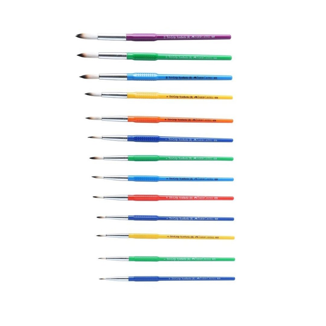 Faber-Castell 13 Round Tri-Grip Brushes(Synthetic Hair) - SCOOBOO - 11 63 01 - Paint Brushes & Palette Knives