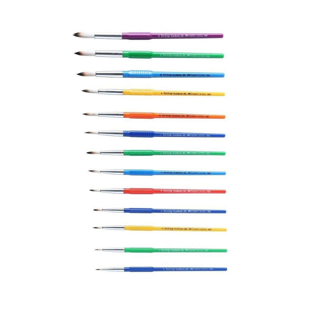 Faber-Castell 13 Round Tri-Grip Brushes(Synthetic Hair) - SCOOBOO - 11 63 01 - Paint Brushes & Palette Knives