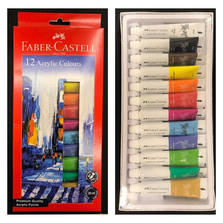 Faber Castell 20ml 12 Acrylic Color - SCOOBOO - 142012 - Acrylic paints