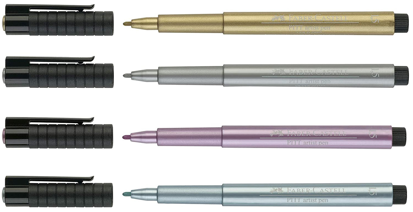 Faber Castell 4 Pitt Artist Pens Metallic - SCOOBOO - 167304 - Fineliner