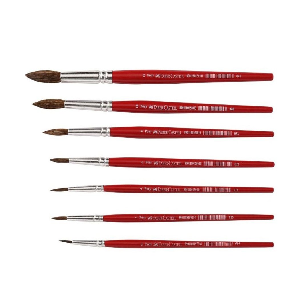 Faber-Castell 7 Round Paint Brushes (Pony Hair) - SCOOBOO - 11 57 01 - Paint Brushes & Palette Knives