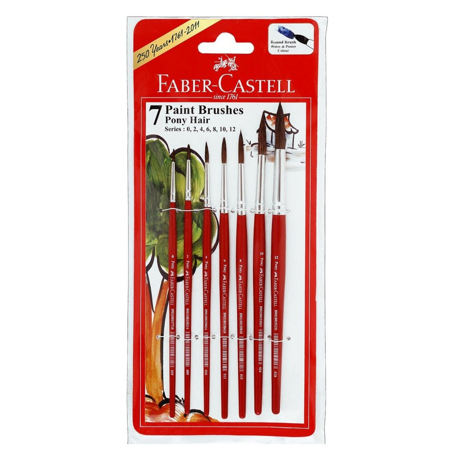 Faber-Castell 7 Round Paint Brushes (Pony Hair) - SCOOBOO - 11 57 01 - Paint Brushes & Palette Knives