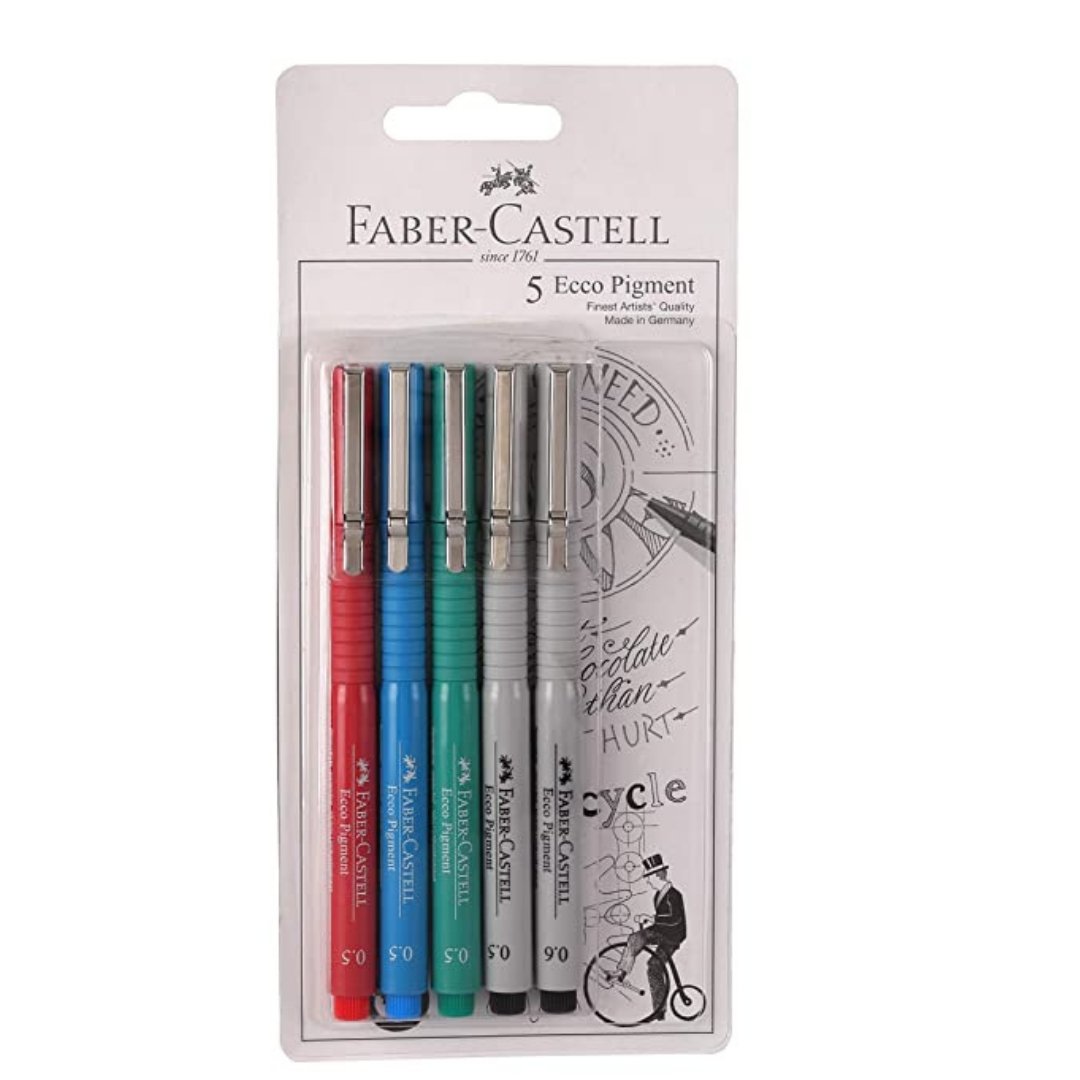 Faber-Castell Ecco Pigment Fibre Tip Pen-Pack Of 5 - SCOOBOO - 250570-E - Fineliner