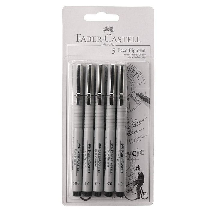 Faber-Castell Ecco Pigment Fibre Tip Pen-Pack Of 5 - SCOOBOO - 25 01 99 -A - Fineliner
