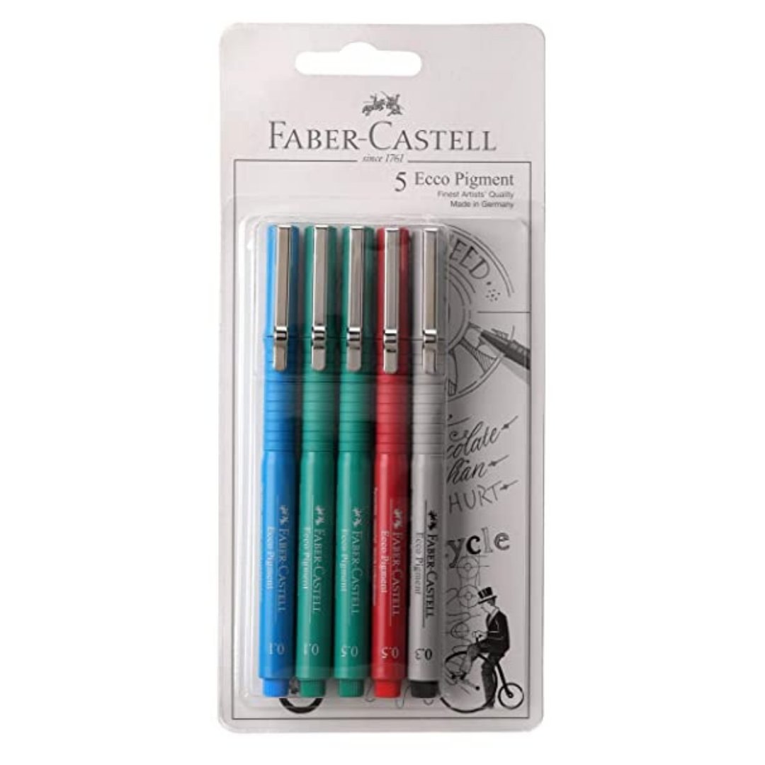 Faber-Castell Ecco Pigment Fibre Tip Pen-Pack Of 5 - SCOOBOO - 25 07 99-G - Fineliner