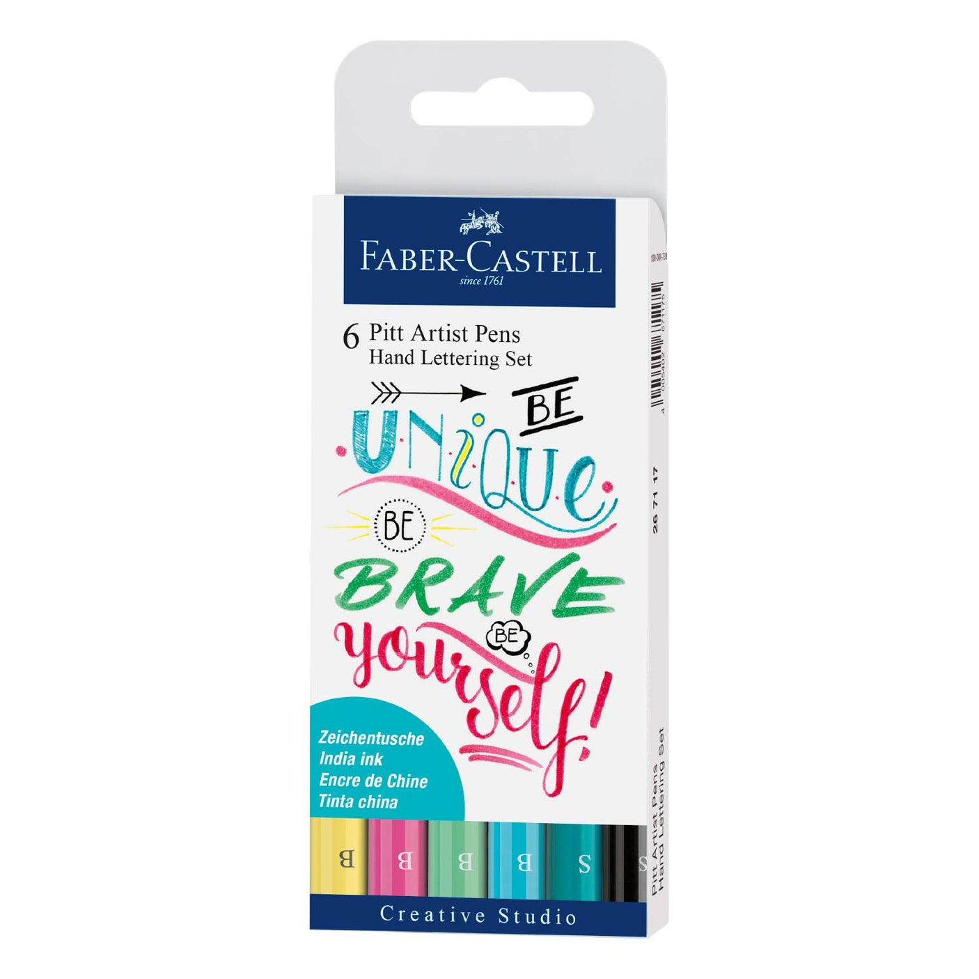 Faber-Castell Hand Lettering Pitt Artist Pen Set - Pack of 6 - SCOOBOO - 26 71 16 - Brush Pens