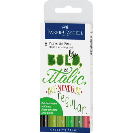 Faber-Castell Hand Lettering Pitt Artist Pen Set - Pack of 6 - SCOOBOO - 267117 - Brush Pens