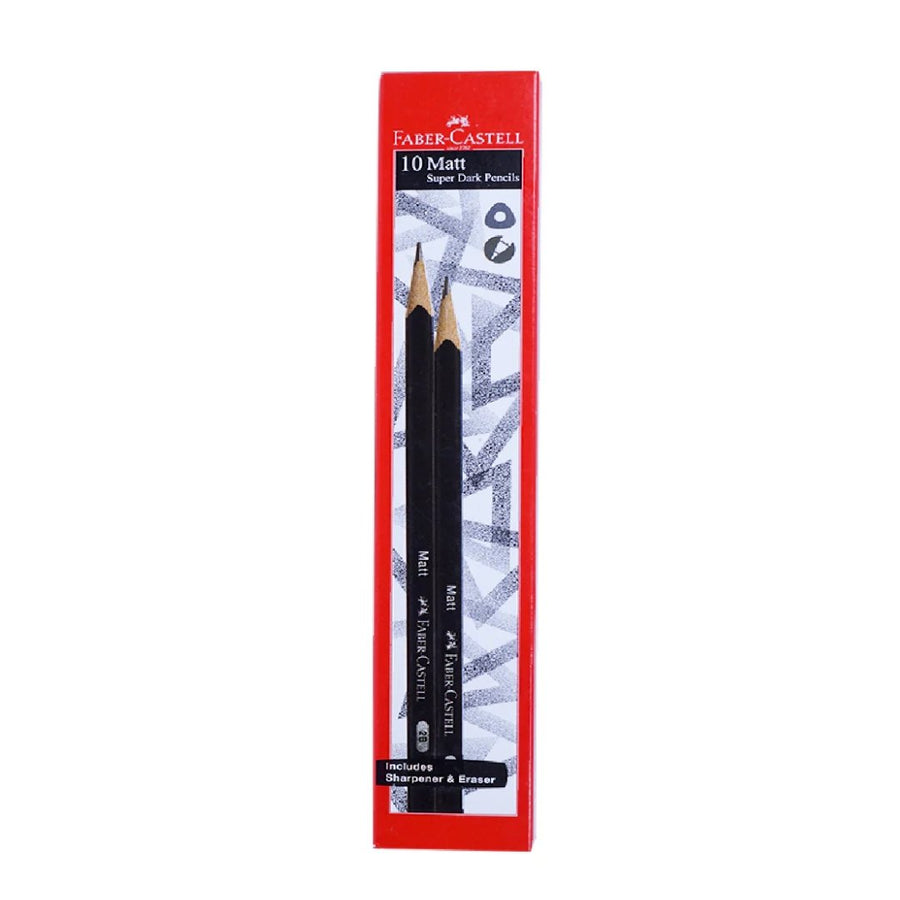 Faber-Castell Matt Super Dark Pencils-Pack of 10 - SCOOBOO - 1000-04 - Pencils