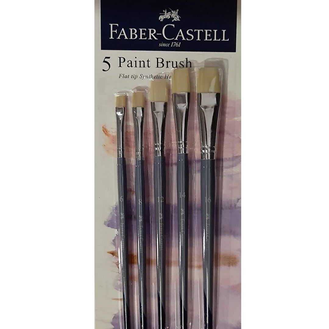 Faber-Castell Paint Brush Set - Flat (Navy Blue) - SCOOBOO - 281955 - Paint Brushes & Palette Knives