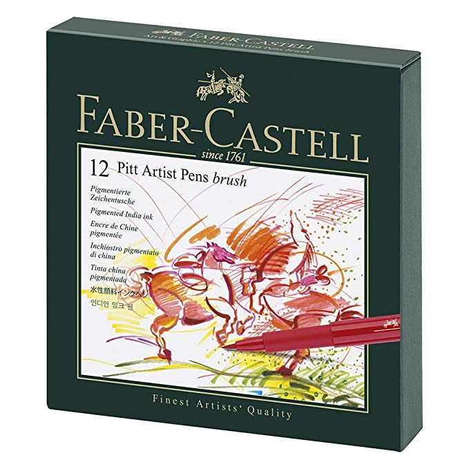 Faber-Castell Pitt Artist Colour Pen Brush Set - SCOOBOO - Faber-Castell-Pitt Artist-12 - Brush Pens
