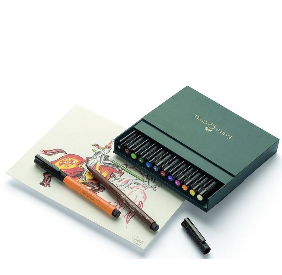 Faber-Castell Pitt Artist Colour Pen Brush Set - SCOOBOO - Faber-Castell-Pitt Artist-12 - Brush Pens