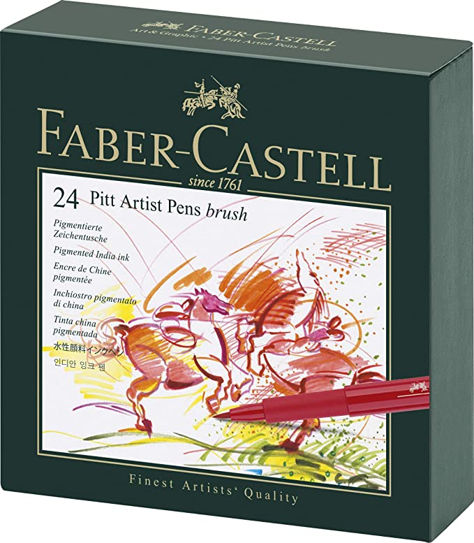 Faber-Castell Pitt Artist Colour Pen Brush Set - SCOOBOO - Faber-Castell-Pitt Artist-24 - Brush Pens