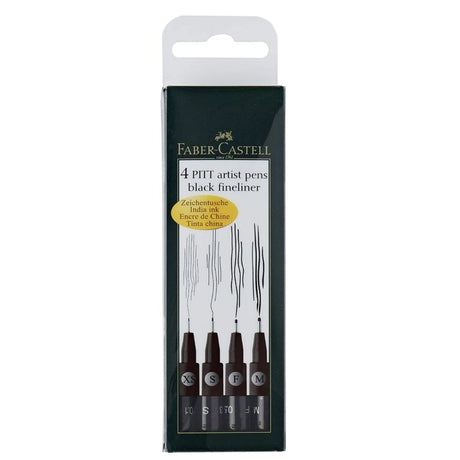 Faber Castell Pitt Artist Colour Pen Set - Pack of 4, XS, S, F, M - SCOOBOO - 167115 - Fineliner