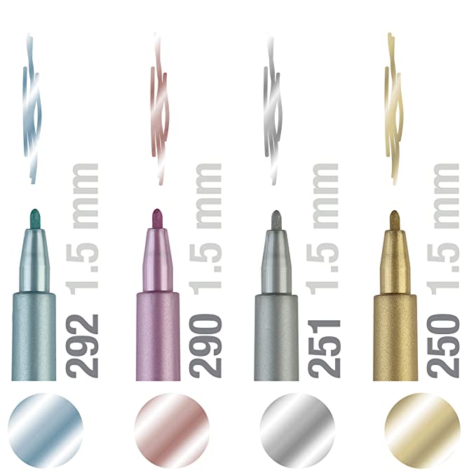 Faber-Castell Pitt Artist Pen Set - Pack of 4 (Metallic) - SCOOBOO - Faber-Castell-Pitt Artist-Pack of 6 (Metallic) - Fineliner