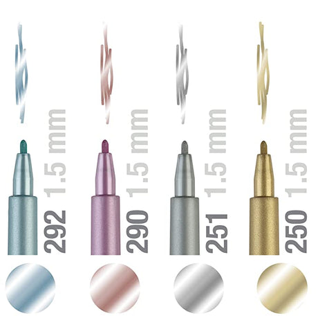 Faber-Castell Pitt Artist Pen Set - Pack of 4 (Metallic) - SCOOBOO - Faber-Castell-Pitt Artist-Pack of 6 (Metallic) - Fineliner