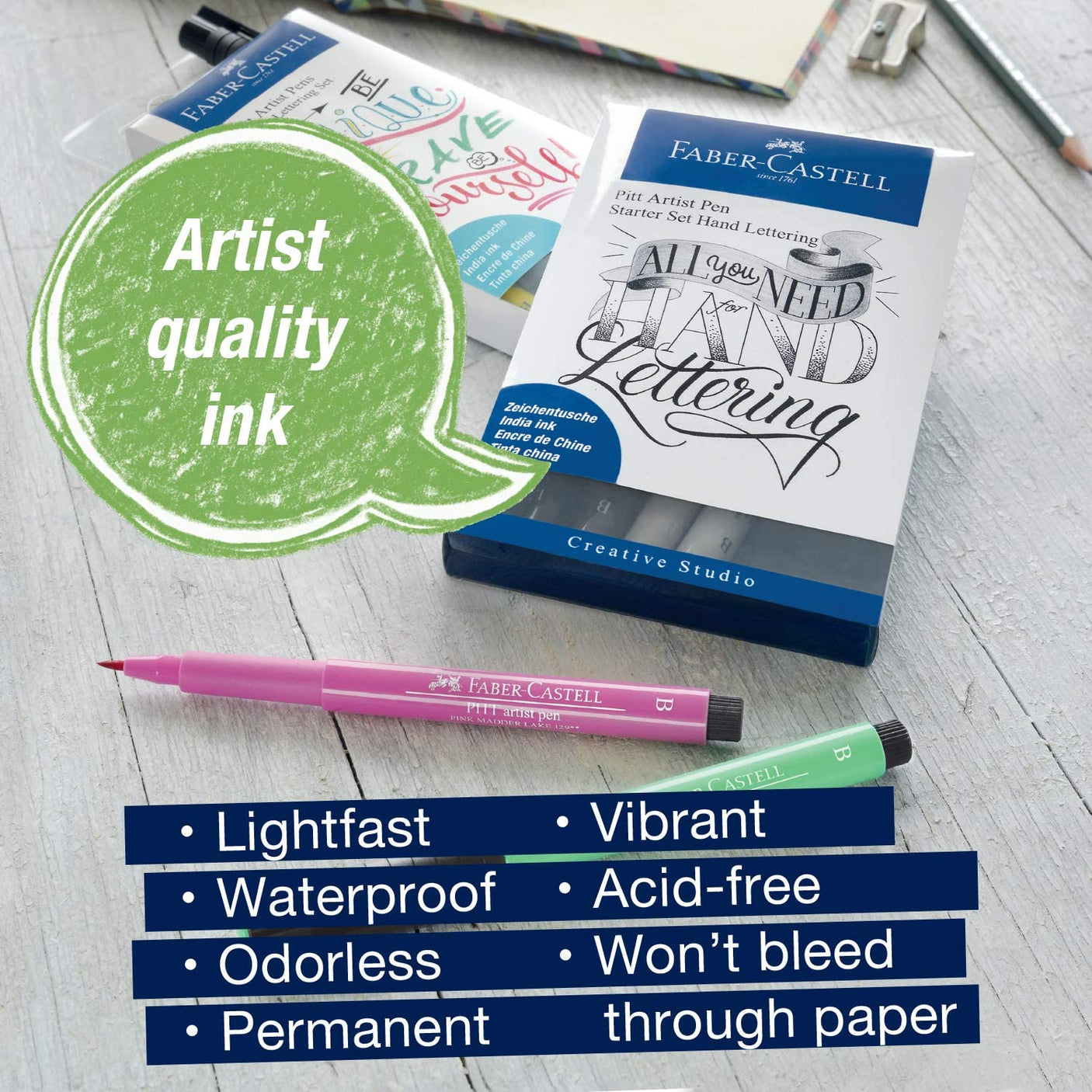 Faber-Castell Pitt Artist Pen Starter Set Hand Lettering - SCOOBOO - 267118 - calligraphy pens