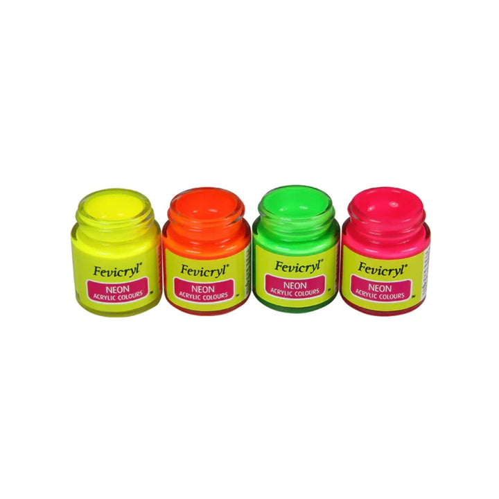 Fevicryl Neon Acrylic Colours Set - 4pc - SCOOBOO - Acrylic Colors