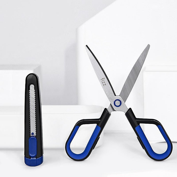 Fizz 2-in-1 Scissors and Utility Knife Set Blue - SCOOBOO - FZ21212 - SCISSORS