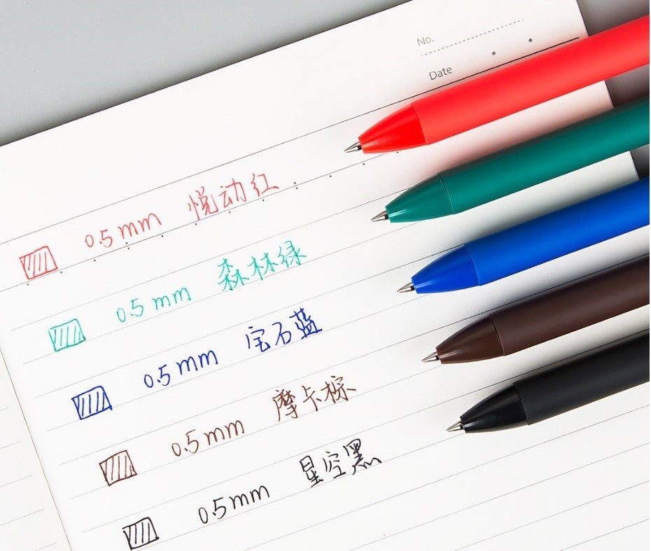 Fizz Multi-color Ink 0.5mm Gel Press Pens (Pack of 5) - SCOOBOO - FZ440005 - Gel Pens