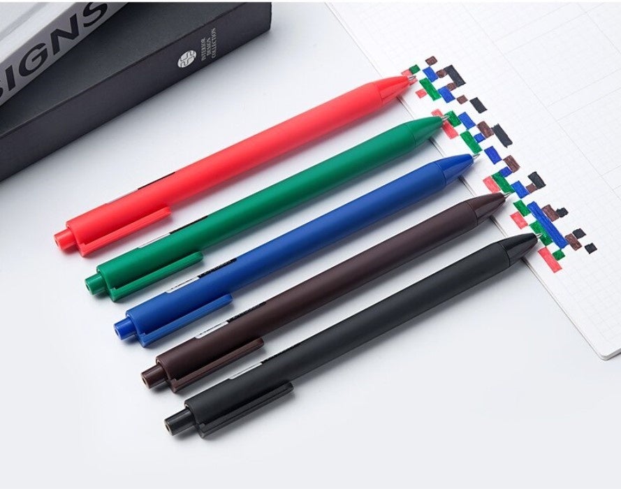 Fizz Multi-color Ink 0.5mm Gel Press Pens (Pack of 5) - SCOOBOO - FZ440005 - Gel Pens