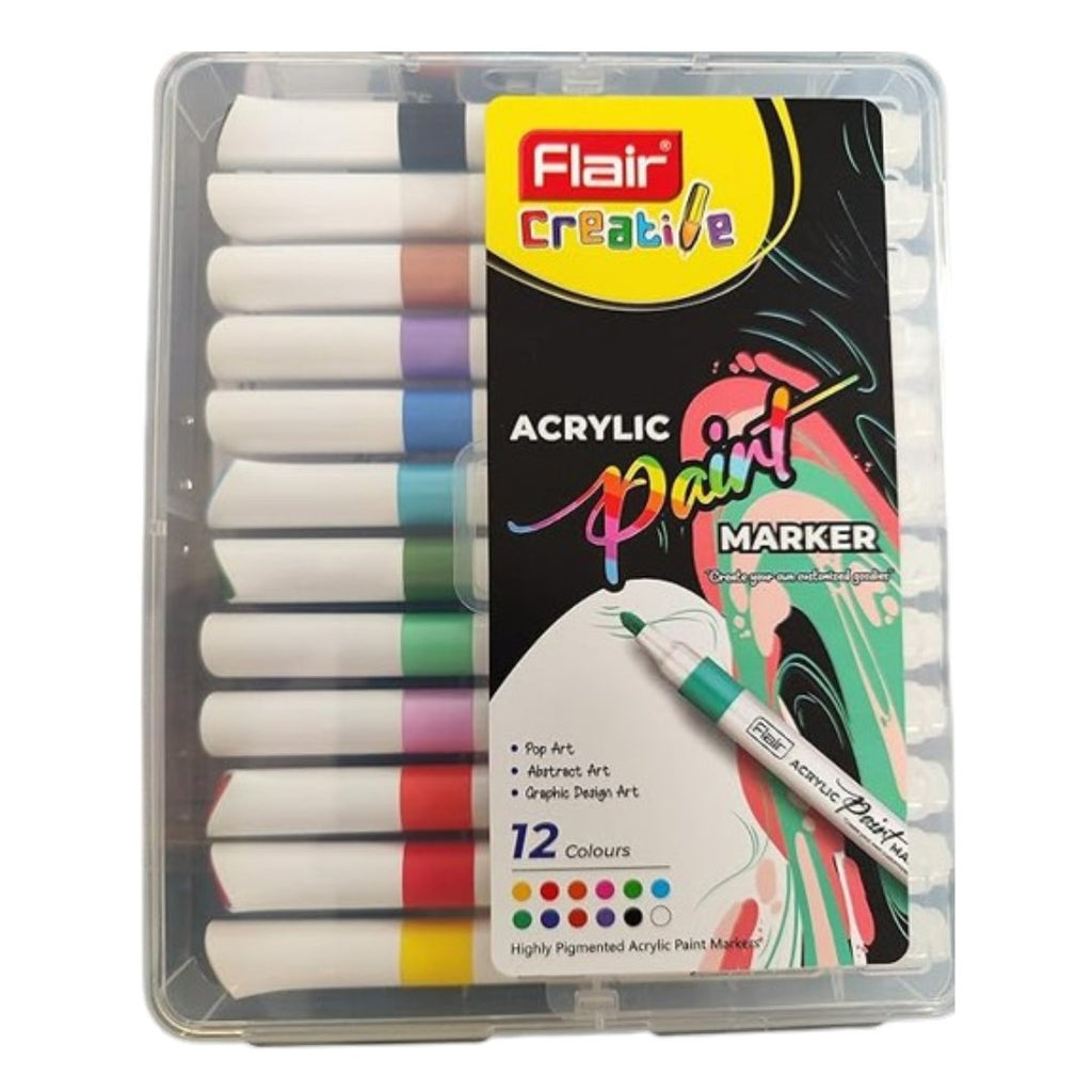 Acrylic Paint Marker Pens, With Mandala Book Set of 12 Colors